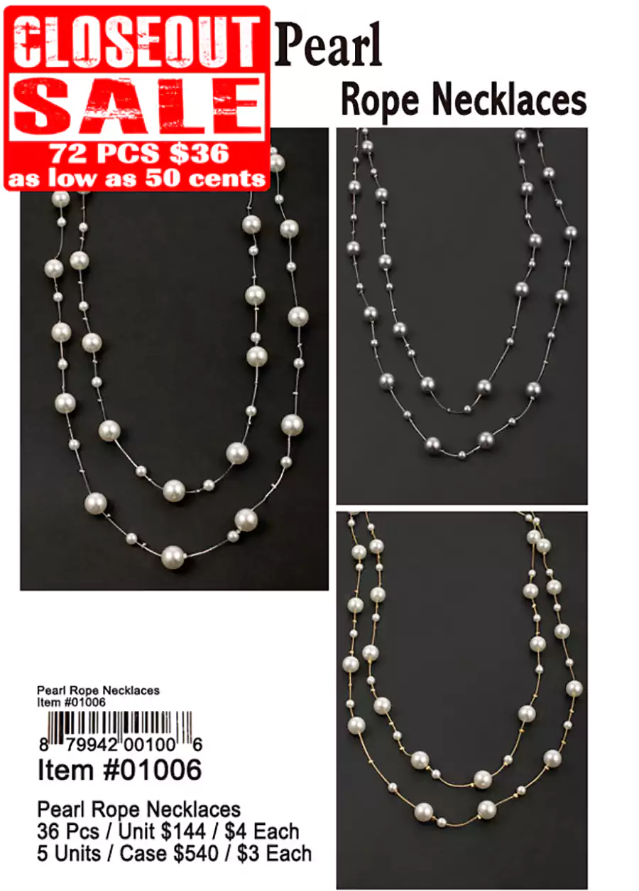 Pearl Rope Necklaces - Closeout 72 Pcs.